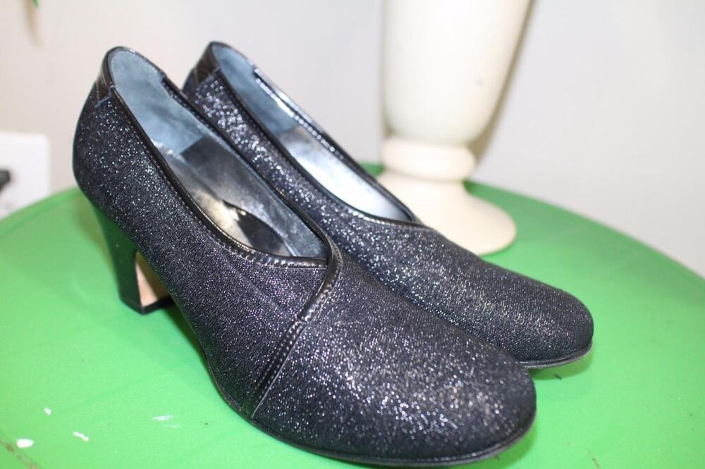 Taryn Rose DAVIDA black shimmer close toe heels size 38.5 (900